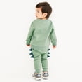 thumbnail image 6 of KYAIGUO Toddler Baby Winter dinosaurs Sweatshirt Outfits for Boy Girl 2PCS kids Long Sleeve Thicken Outfits Set 2-8Y green Fleece Sweatshirt Pants Outfits, 6 of 9