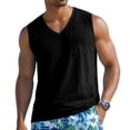 thumbnail image 2 of Tank Tops for Men Trendy Casual Sleeveless V Neck Tank Top Summer Wide Shoulder Strap Sports Running Basketball Regular Fit Vest Black L, 2 of 8