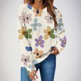 thumbnail image 2 of Womens Cute Sweatshirts Flowers Print Crewneck Fuzzy Knit Sweater Loose Fit Casual Fall Winter Long Sleeve Tops (XL, Beige), 2 of 6