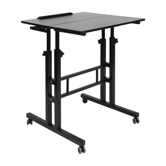 Loyalheartdy 24" Mobile Stand Up Desk Adjustable Height Small Storage Desk with Wheels for Home Office (Black)