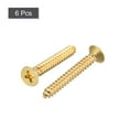 thumbnail image 3 of Uxcell M5x35mm Brass Wood Screws, Phillips Flat Head Self Tapping Connector 6 Pack, 3 of 5
