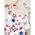 thumbnail image 6 of Suealasg Little Girl 4th of July Cami Jumpsuit 1T 2T 3T 4T 5T 6T Toddler Girls Sleeveless Tie Dye Stars Print Spaghetti Strap Romper Playsuit Kids Girls Summer Independence Clothes, 6 of 9