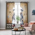 thumbnail image 6 of Kitchen Curtains 84 Inch Length 2 Panels, Vintage Gnomes Grommets Window Treatment Curtain, Black White Checkered Retro Art Thermal Curtains Drapes for Living Room/Bathroom, 6 of 9