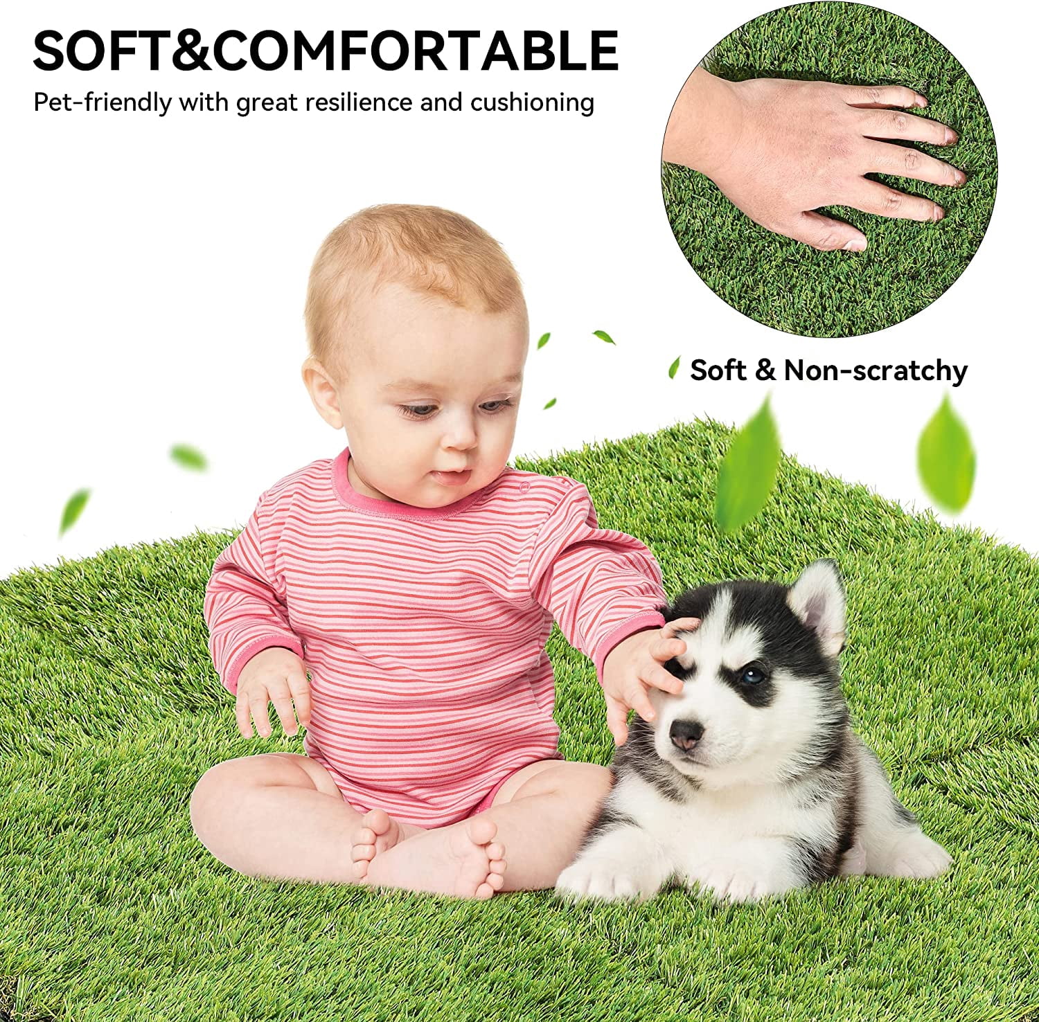 Dextrus 9-Pack Artificial Grass Tiles, Indoor Outdoor Turf Mat Squares Grass Rug with Drainage, 12'' x 12'' Synthetic Fake Grass for Dogs, Pets, Patio and Balcony