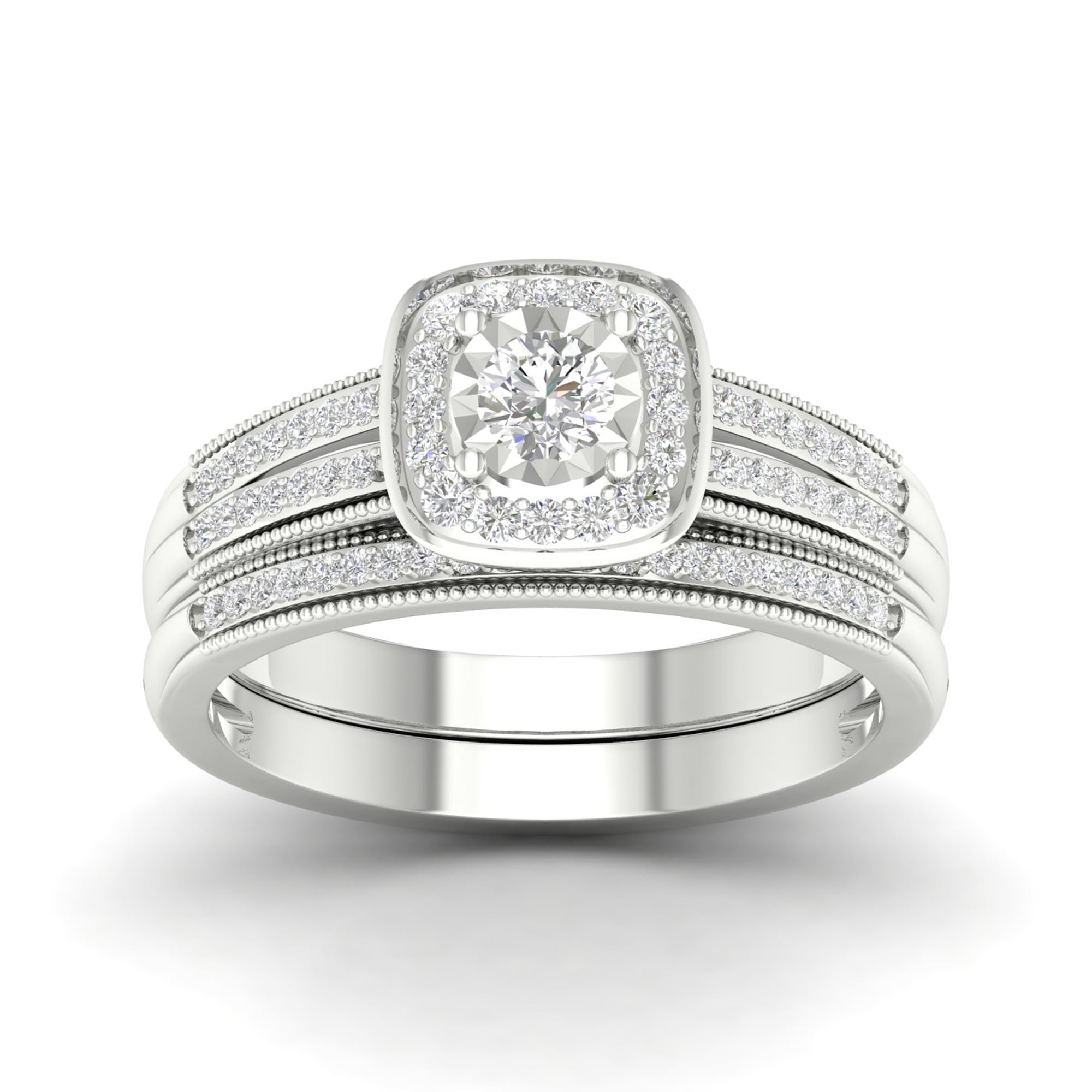 1/4 Ct TDW Diamond S925 Sterling Silver Bridal Ring