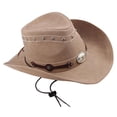 thumbnail image 1 of TISHITA Chapeau de Cowboy en Cuir PU Bord Roulé pour Adulte Unisexe Vacances Fêtes Randonnée Kaki, 1 of 8