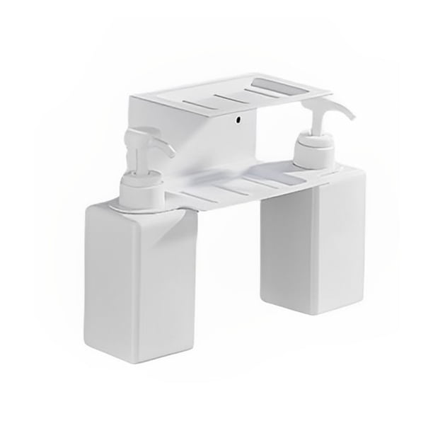 Naiovety Soporte Manual para botellas de jabón de manos, dispensador de Gel sin daños en la pared de 2 capas, organizador de organización, Juegos de accesorios de baño Blanco