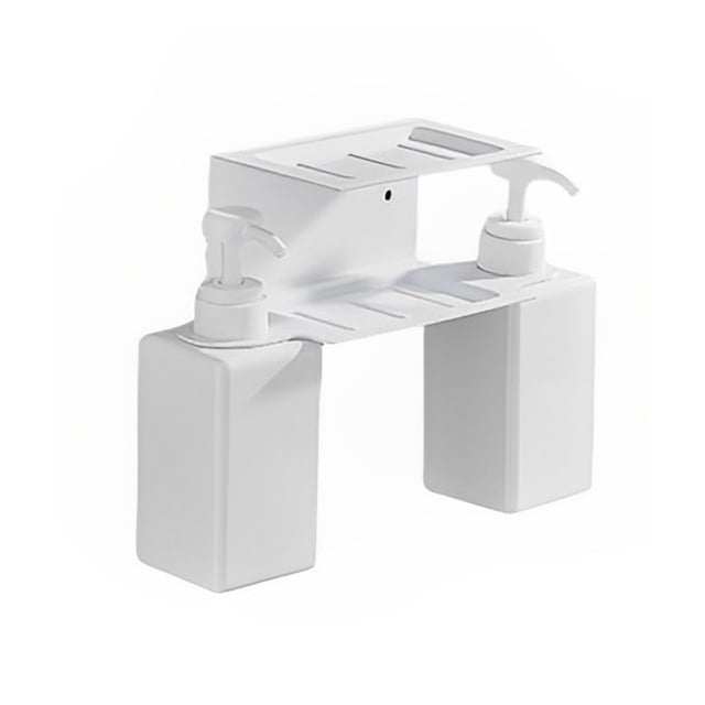 Inteprter Soporte Manual para botellas de jabón de manos, dispensador de Gel sin daños en la pared de 2 capas, organizador de organización, Juegos de accesorios de baño Blanco