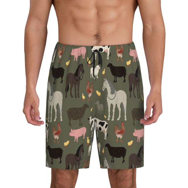 Fotbe Farm Animals Pantalones Cortos de Pijama para Hombre, Ropa de Dormir, Pantalones de Pijama Cortos para Hombre-4X-Large