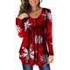 thumbnail image 1 of Pntutb moda mujer cuello redondo manga larga camiseta otoño estampado botón blusa suelta tops Pntutb Pntutb-5006, 1 of 7