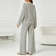 thumbnail image 5 of Aimik Lounge Sets for Women Striped Long Sleeve Crewneck Top and Wide Leg Long Pants Set Fall Winter Casual Womens Striped Set, 5 of 6