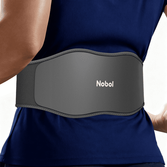 Nobol PhysioBelt Medical Grade Lumbar Support Back Brace Belt for Lower Back Pain, Sciatica, Scoliosis, Herniated Disc, Adjustable 3 Heat, 3 Compression & 3 Vibration Levels for Men & Women