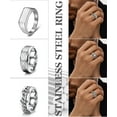 thumbnail image 6 of 12Pcs Mens Stainless Steel Rings Cool Silver Band Ring for Men Women Spinner Chain Fidget Ring Simple Wedding Engagement Ring Set Size7-12, 6 of 6