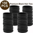 thumbnail image 2 of 150 PCS Black Hair Ties for Women Men Girls, 4MM Elastic Hair Bands Ponytail Holders, Thick Curly Hair Long-Lasting Braids, Premium Hair Elastics Tie, 2 of 10