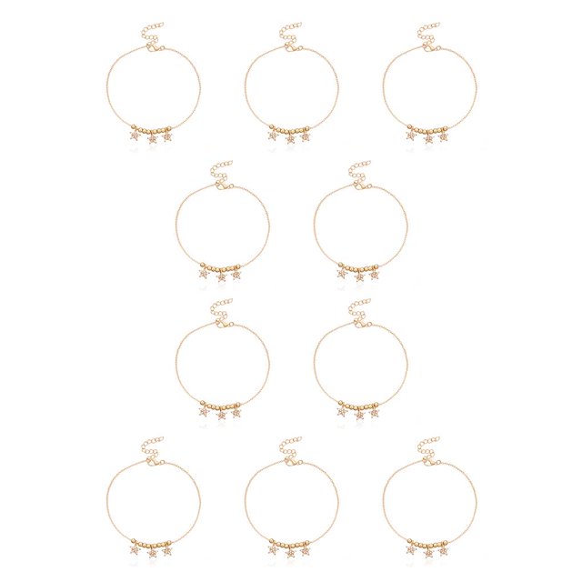 Guardurnaity Tobilleras con cuentas ajustables en forma de estrella dorada y plateada, estilo Simple, regalos para el Día de San Valentín, Type1 NO1