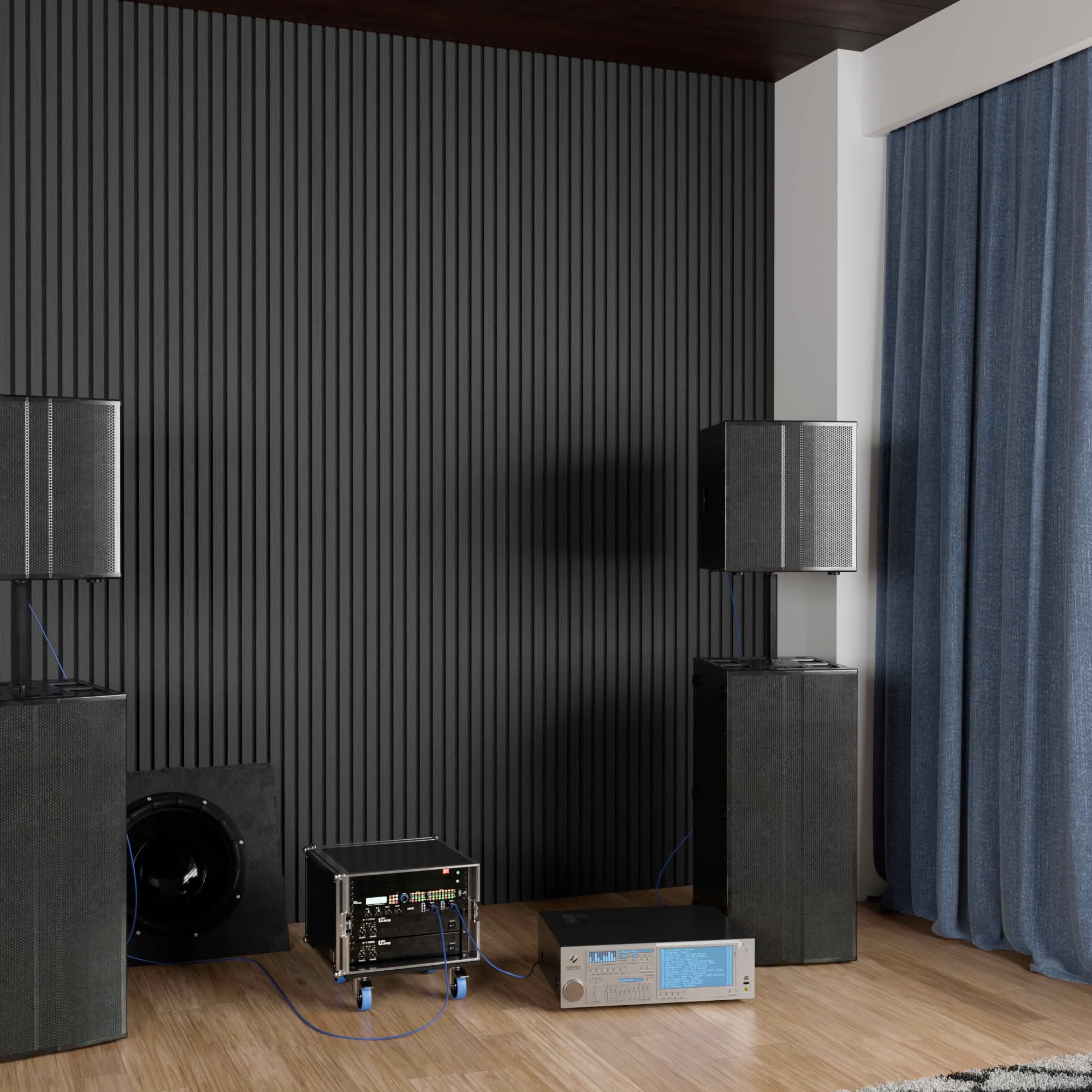 MAYEERTY Black Wood Veneer MDF Sound Absorbing Panel for Wall Decor, 94x12x1 Inch, 2 Pack