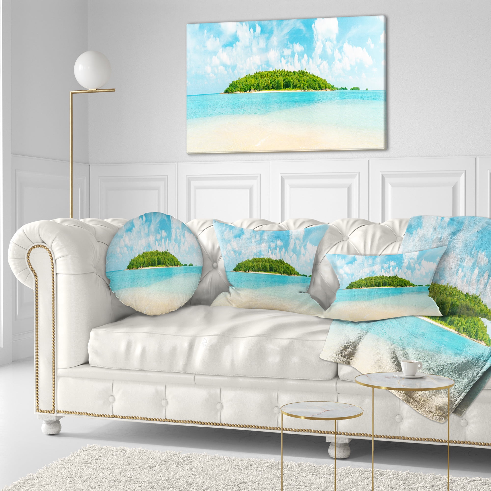Designart Tropical Island Panorama - Photography Throw Pillow - 12x20