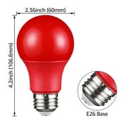 Colored Light Bulbs, Red Light Bulb, LED A19 E26 Base Night Lights