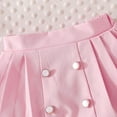 thumbnail image 5 of Likimi Toddler Girls Two Piece Set Long Sleeve Lapel Solid Color Button Shirt With 3D Floral Design Pleated Skirt Fashion Spring Autumn Outfits Set Size 5-6 Years Pink, 5 of 5