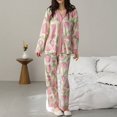 thumbnail image 1 of Cute Pajamas Cotton Cozy Women Long Sleeves Long Pants Button with Bra Padded Autumn Winter Nightshirts Kawaii Ladies Sleepwear, 1 of 4
