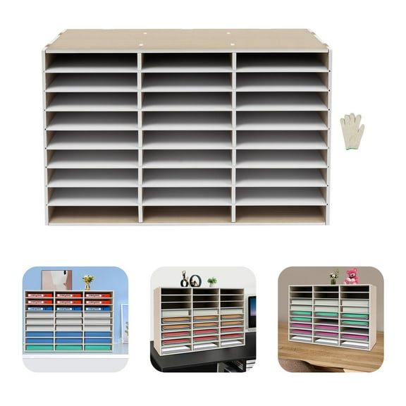 Miumaeov 27 Slots Desktop Literature Organizer Adjustable File Sorter Magazine Holder Open Storage Shelf
