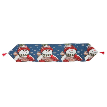 

1Pc Christmas Table Cloth Snowman Pattern Table Runner Decorative Table Cover