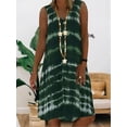 thumbnail image 2 of Novedad de verano tie-dye estampado cuello en V sin mangas vestido de longitud media Irfora Blanco 5XL, 2 of 3