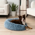 thumbnail image 5 of PetAmi Calming Dog Bed for Small Medium Dog Cat, Round Donut Dog Bed Washable, Fluffy Faux Fur Plush Cuddler Pet Kitten Cushion Bed, Anti-Slip, Fits up to 45 lbs, 30 inch, Dusty Blue, 5 of 9