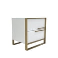 thumbnail image 2 of White Engineered Wood Night Stand with Matte Gold Frame and Linear Handles, 2 of 3