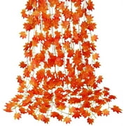 12 Artificial Maple Leaves Autumn Hanging Vines Garland Thanksgiving Decor