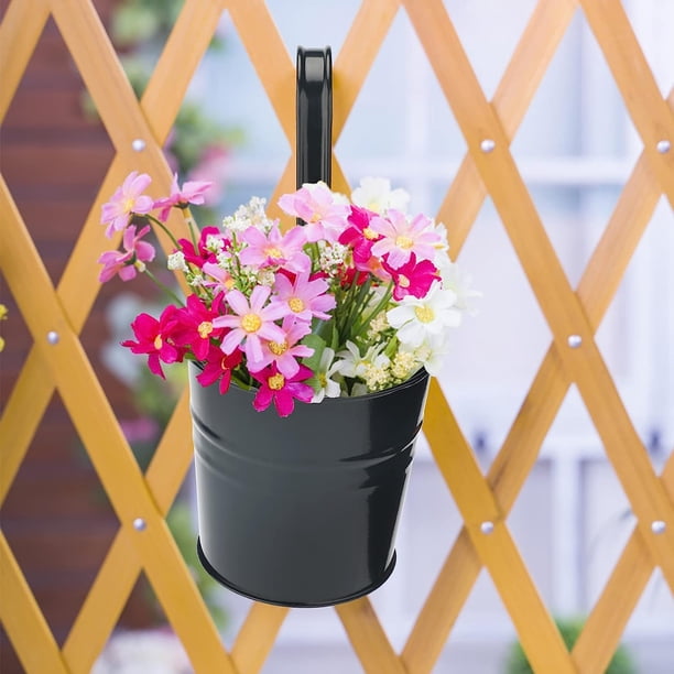 Lot De 4 Pots De Fleurs Suspendus En Métal – Paniers Jardinières Avec Crochet Pour Balcon, Terrasse, Clôture Et Jardin