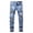 Blue, variant on TIREOW Boys Skinny Ripped Denim Pants Elastic Slim Fit Fashionable Destroyed Jeans Zipper Button Down Denim Trousers