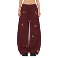 thumbnail image 2 of GEWSEY Wide Leg Baggy Sweatpants for Women Men Dachshund Embroidery Drawstring Sweat Pants Trendy Athletic Pants Clothes (Red, XXL), 2 of 7