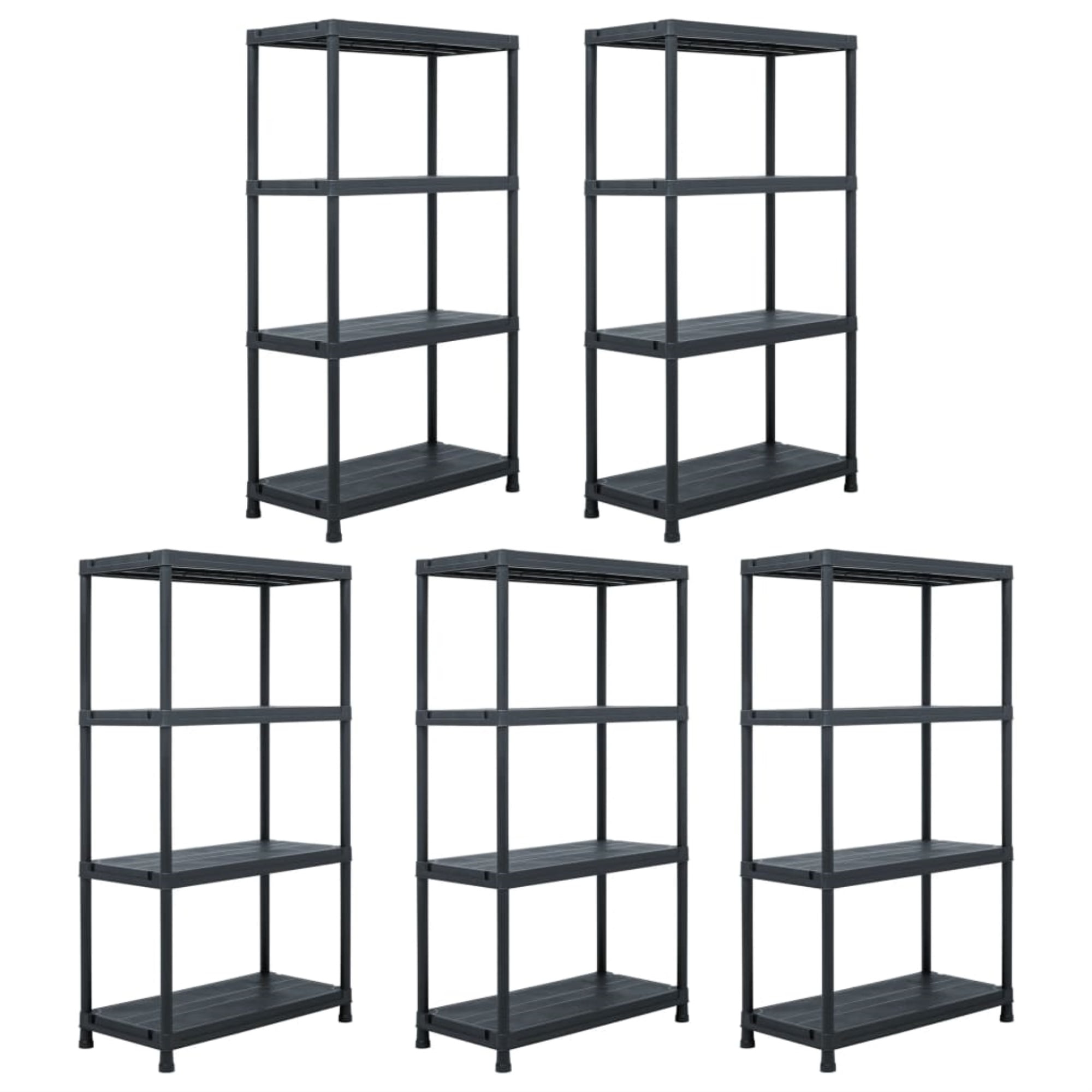 vidaXL Storage Shelf Rack Black Plastic Standing Shelf Organizer Multi