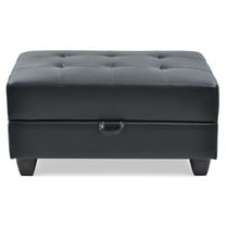 Revere Black Faux Leather Upholstered Storage Ottoman