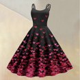 thumbnail image 2 of Valentines Dresses for Women Heart Printed Mini Dress Fit and Flare Sleeveless Wedding Guest Dresses Watermelon Red M, 2 of 5