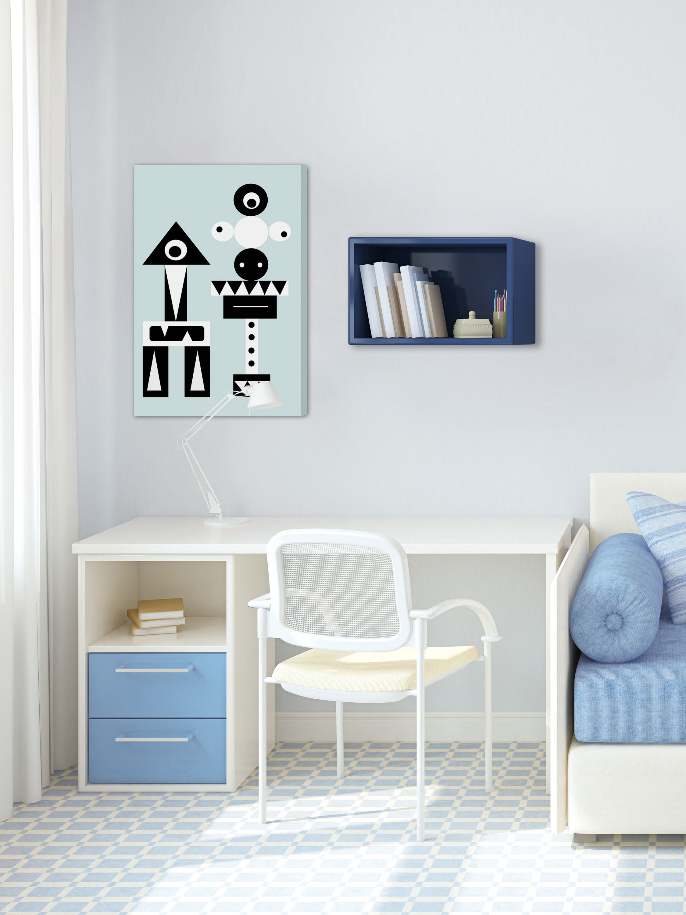 "One-Eyed Robots" Painting Print on Wrapped Canvas