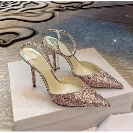 

Star style Luxury Rhinestones Chains Women Pumps Elegant High heels Summer Ankle Strap Party shoes Fashion Wedding Prom Shoes