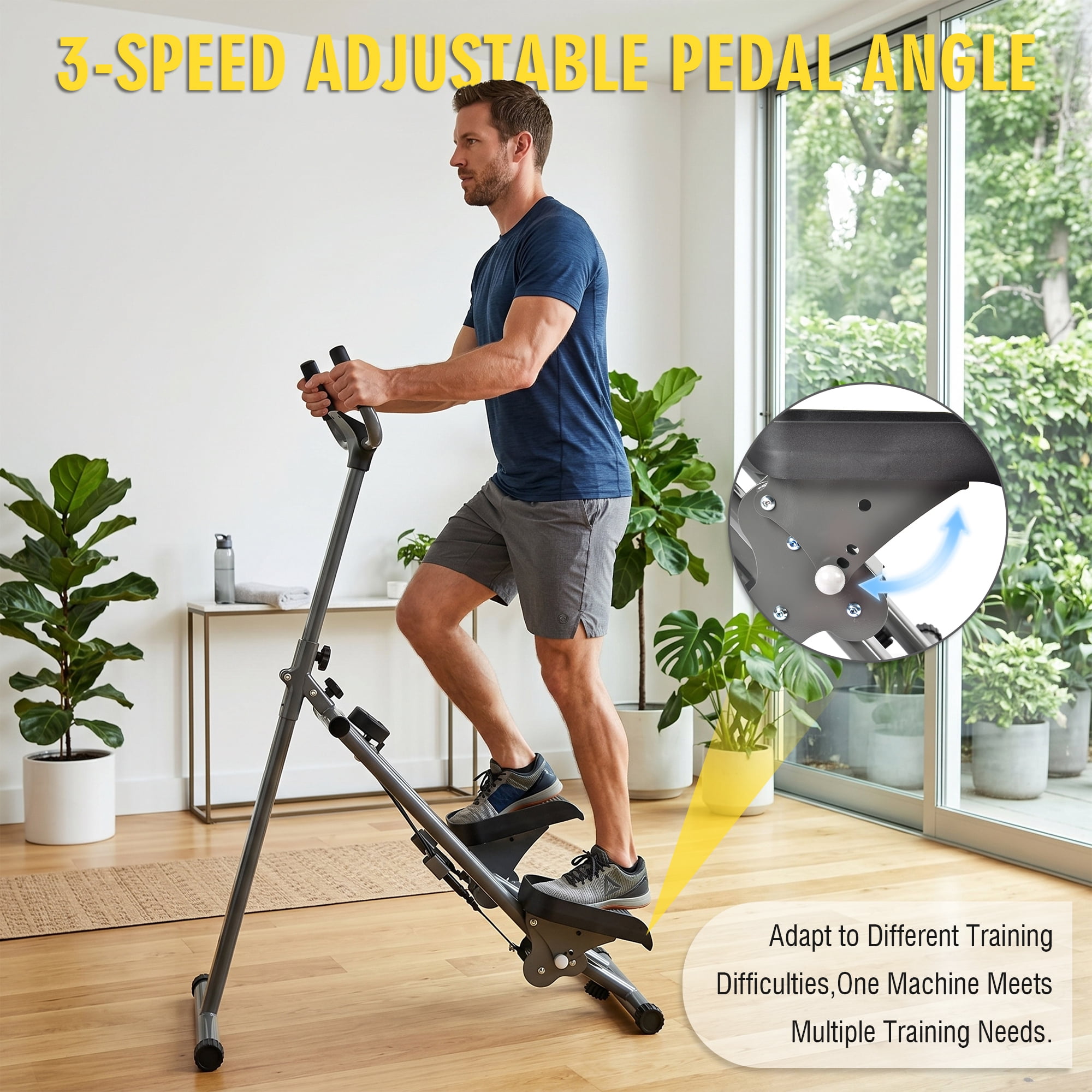 Leumius Stair Stepper for Home Gym Exercise,Vertical Climber Exercise Equipment with LCD Display,Compact Folding Stair Climber with Extended Step Range,Gunmetal