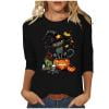 Raeneomay 3/4 Length Sleeve Womens Tops Women's Independence Day Round Neck T-Shirt Loose Top