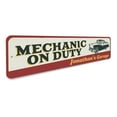 thumbnail image 3 of Mechanic On Duty Novelty Sign, Metal Wall Decor - 4x18 inches, 3 of 4