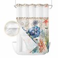 thumbnail image 2 of Coastal Sea Turtle No Hook Shower Curtain Waterproof,Bathroom Curtains with Snap in Liners and See Through Top Window,Rustic Vintage Nautical Starfish Coral Hotel Bathtub Curtains Shower 48"Wx72"L, 2 of 8