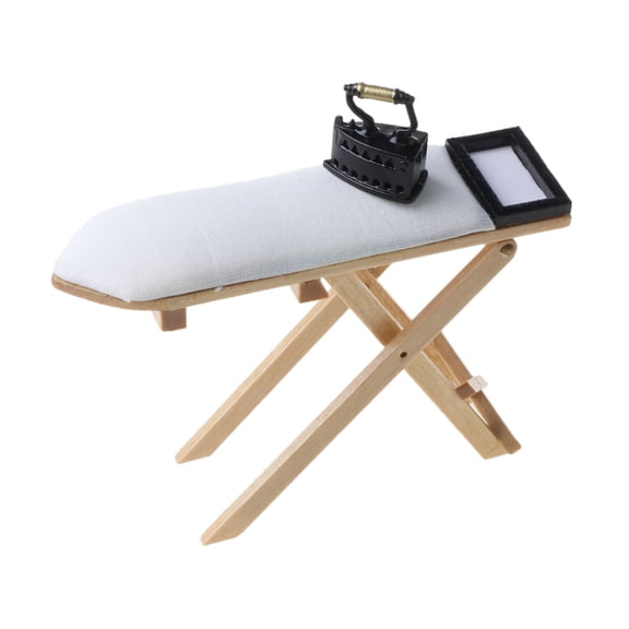 Ywmsfl Scale 1: 12 Iron Ironing Board for House Furniture Miniature Bedroom Table