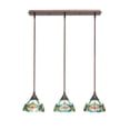 thumbnail image 1 of 3 Light Linear Pendalier With Hang Straight Swivels Shown In Bronze Finish With 7" Pavo Art Glass, 1 of 1