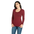 thumbnail image 2 of 24/7 Comfort Apparel Women's Solid Long Sleeve Scoop Neck Tee, 2 of 4