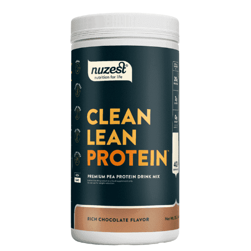 Nuzest - Pea Protein Powder - Clean Lean Protein, Premium Vegan Plant Based, Dairy Free, Gluten Free, GMO Free, Rich Chocolate, 40 Servings, 2.2 lb
