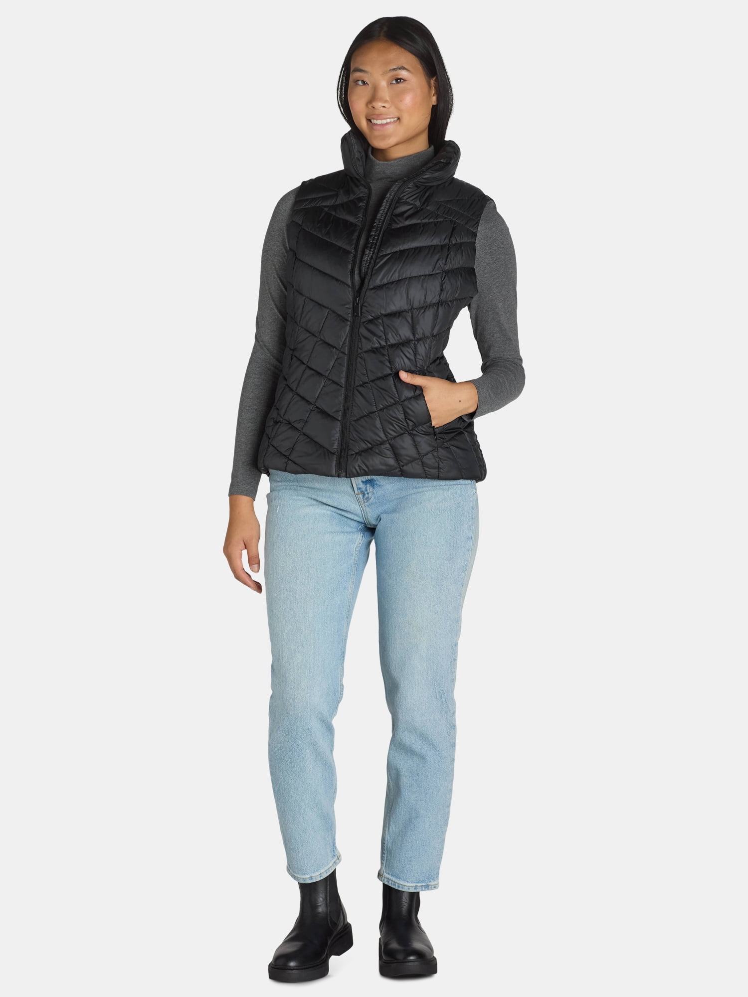 Big Chill Women's Chevron Quilted Puffer Vest, Midweight, Sizes S-3X