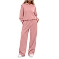 thumbnail image 5 of 2 Piece Lounge Sets for Women Long Sleeve Hoodies Wide Leg Sweatpants Pocket Wide Leg Pants Vacation Travel Matching Sets Women Clothing, 5 of 10