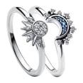 thumbnail image 3 of Anillos de compromiso para mujer, sortija de Luna y Sol Azul celeste brillante, banda para el dedo apilable, novedad de 2023, 3 of 4