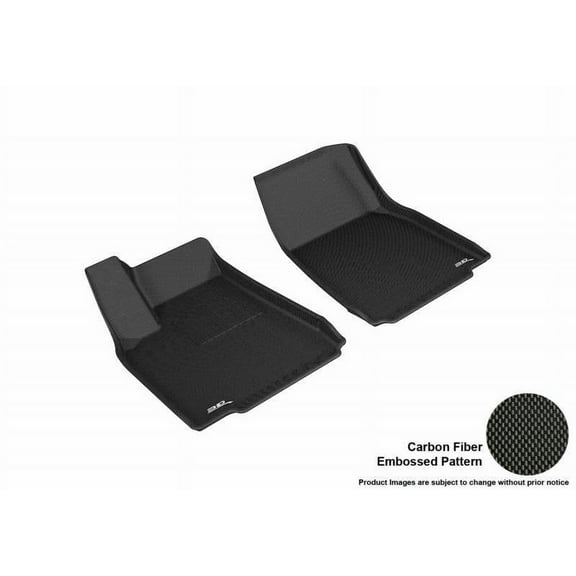 3D MAXpider 2016-2021 Fits Tesla Model X 1st Row Black Kagu Carbon Fiber Embossed Pattern Floor Mat L1TL00111509